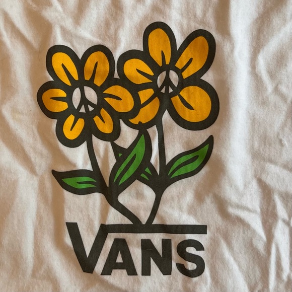 Van’s floral white with daisy’s women’s thin halter-back medium crop top - Picture 2 of 4